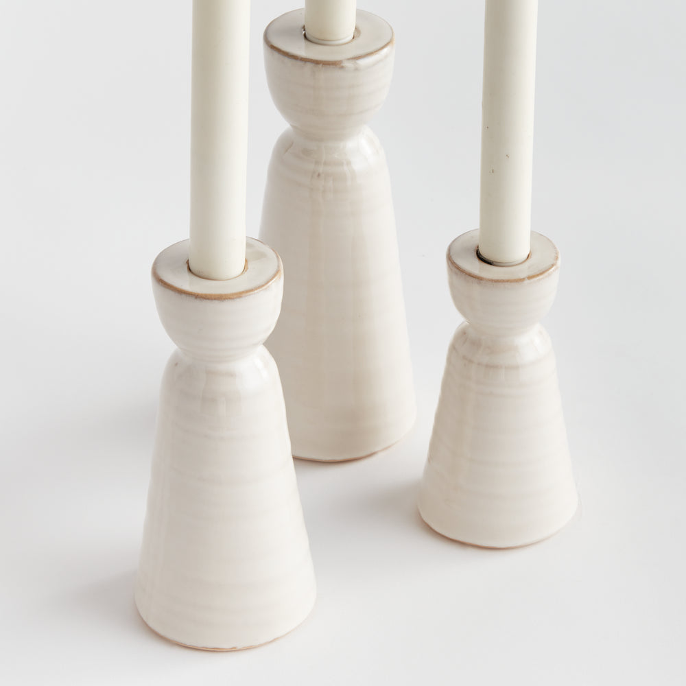 Libbey Taper Holders, Cream