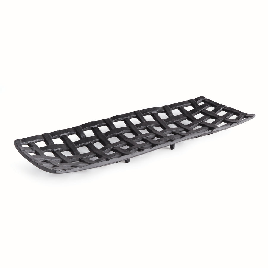 Lopa Decorative Rectangular Tray, Black