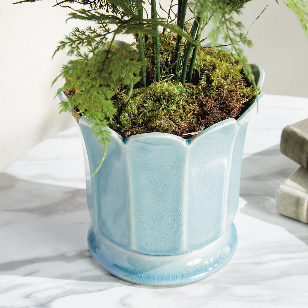 MALINE FOOTED  POT LARGE - Soft Blue