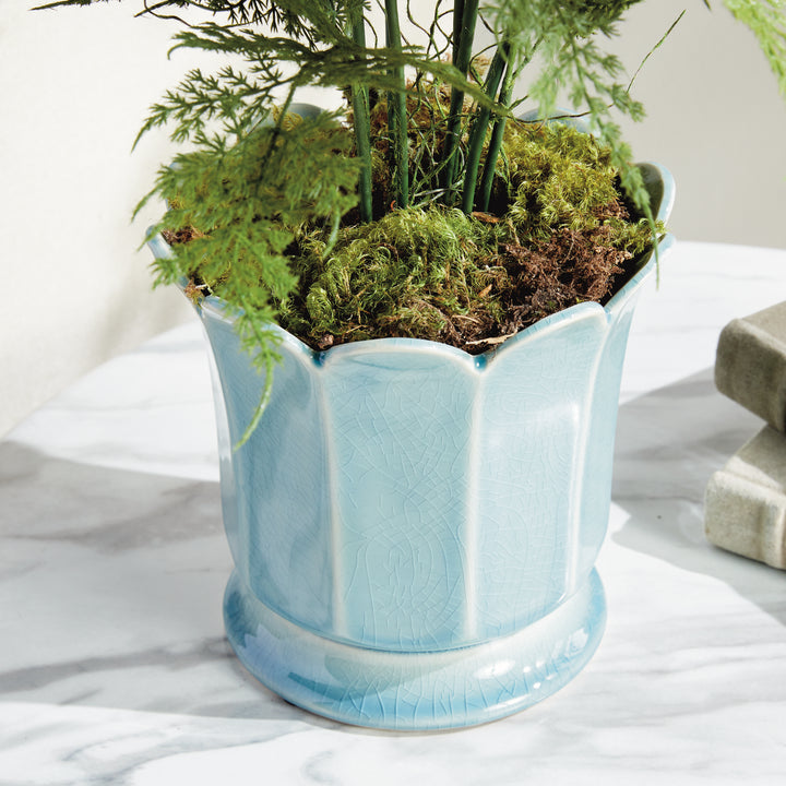 MALINE FOOTED  POT LARGE - Soft Blue