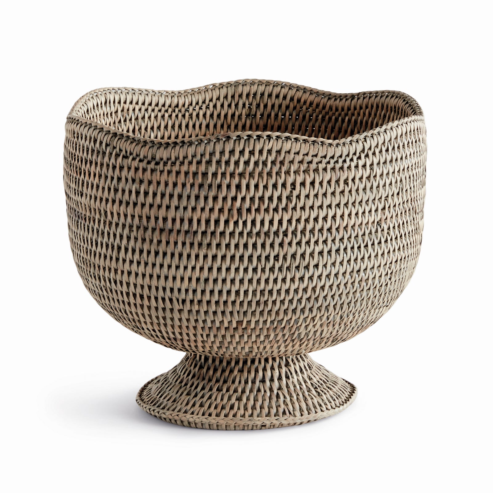 BURMA RATTAN FOOTED CACHEPOT - Graywash