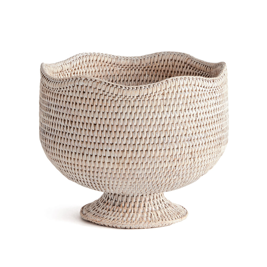 BURMA RATTAN FOOTED CACHEPOT - Whitewash