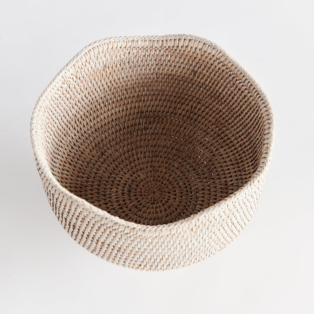 BURMA RATTAN FOOTED CACHEPOT - Whitewash