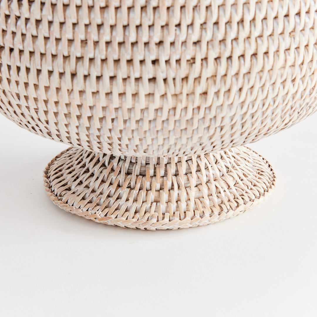 BURMA RATTAN FOOTED CACHEPOT - Whitewash