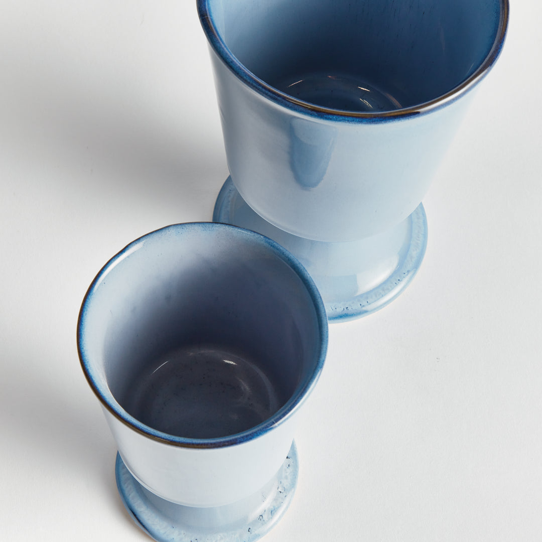 KELCY FOOTED CACHEPOTS, SET OF 2 - Blue