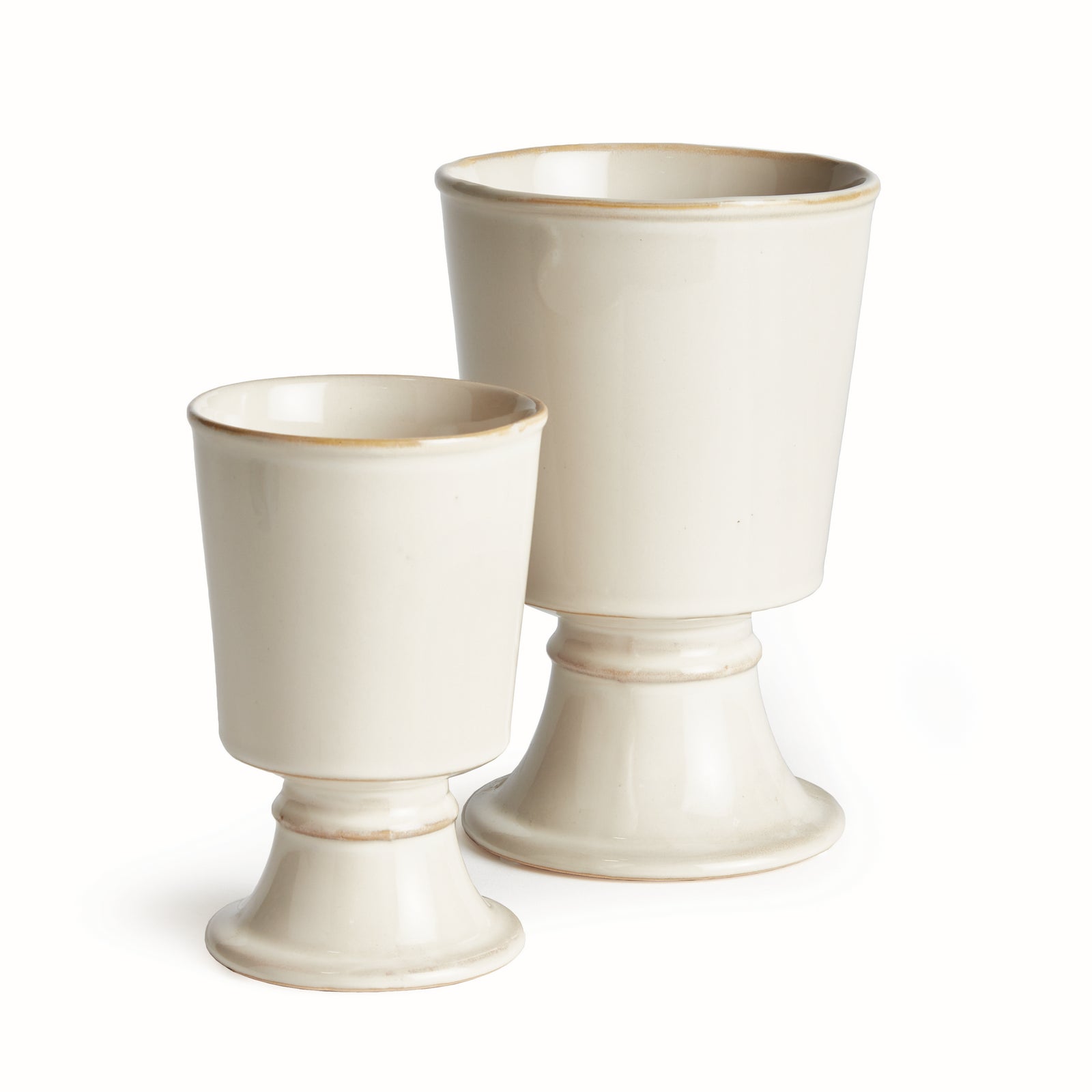 KELCY FOOTED CACHEPOTS, SET OF 2 - Cream