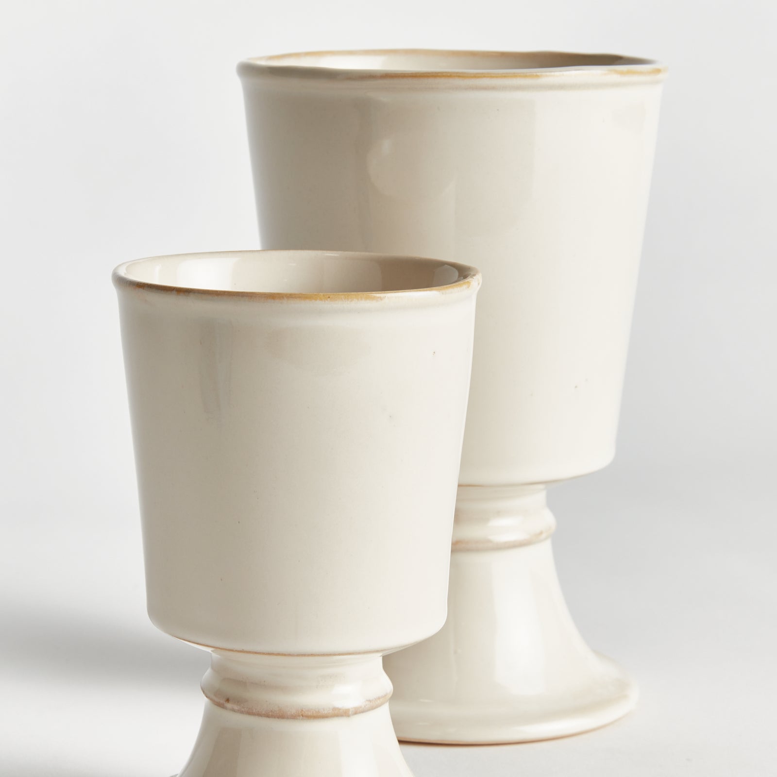 KELCY FOOTED CACHEPOTS, SET OF 2 - Cream