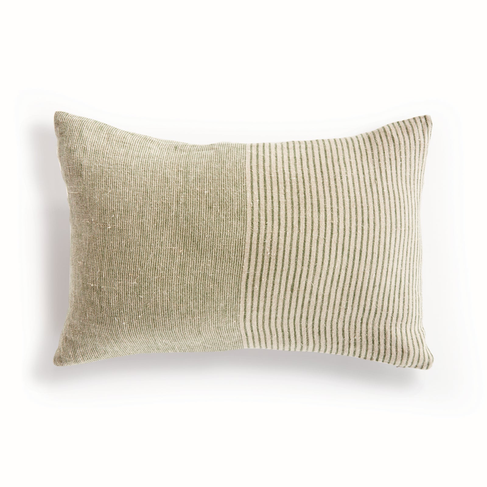 OTIS PINSTRIPE LUMBAR PILLOW - Green/Flax