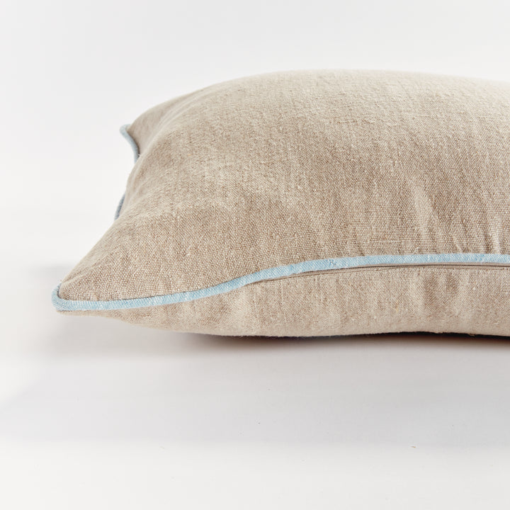 ELIAS LUMBAR PILLOW - Flax/Blue