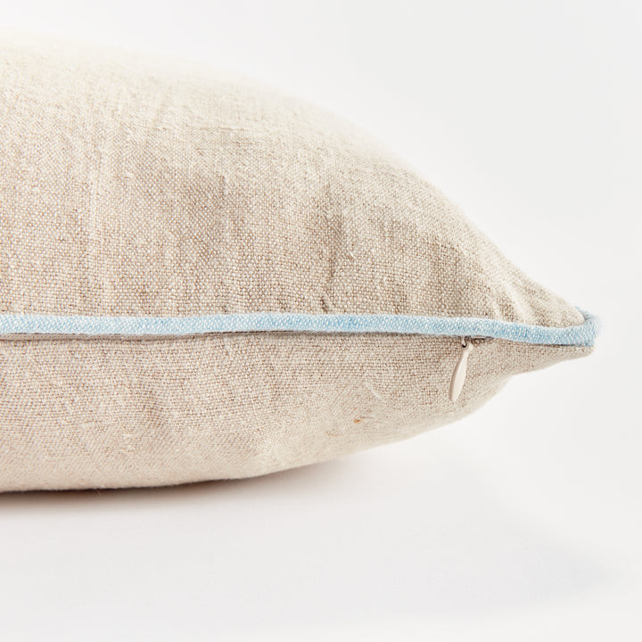ELIAS LUMBAR PILLOW - Flax/Blue
