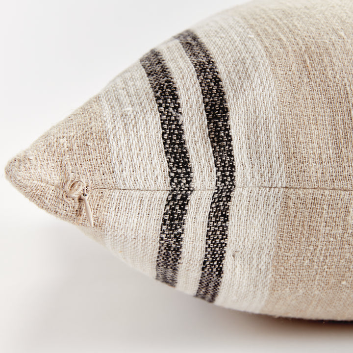 THEO PILLOW 24" - Flax/Charcoal