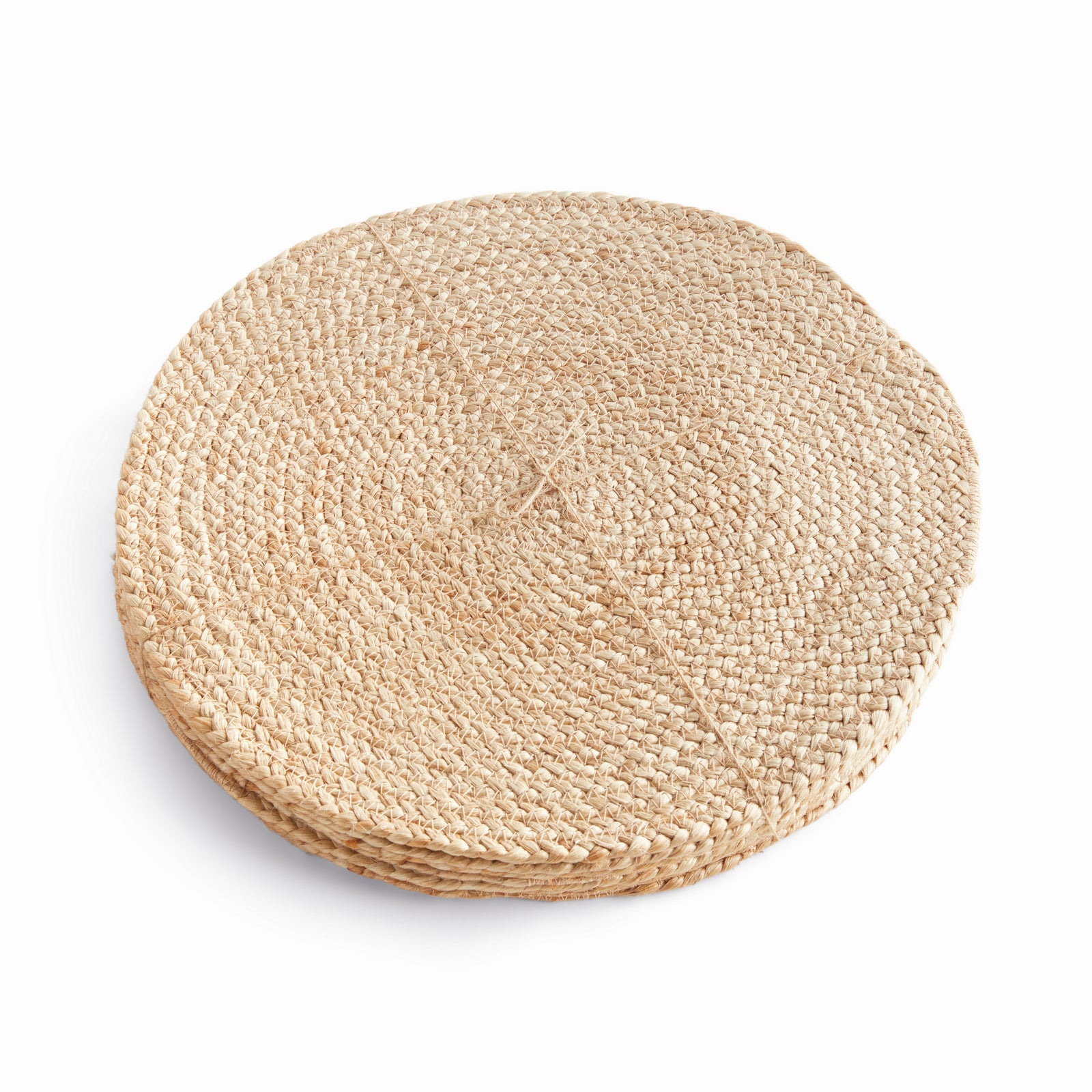 JUTE COIL ROUND PLACEMATS, SET OF 8 - Natural