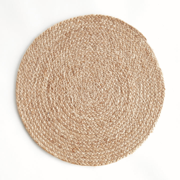 JUTE COIL ROUND PLACEMATS, SET OF 8 - Natural