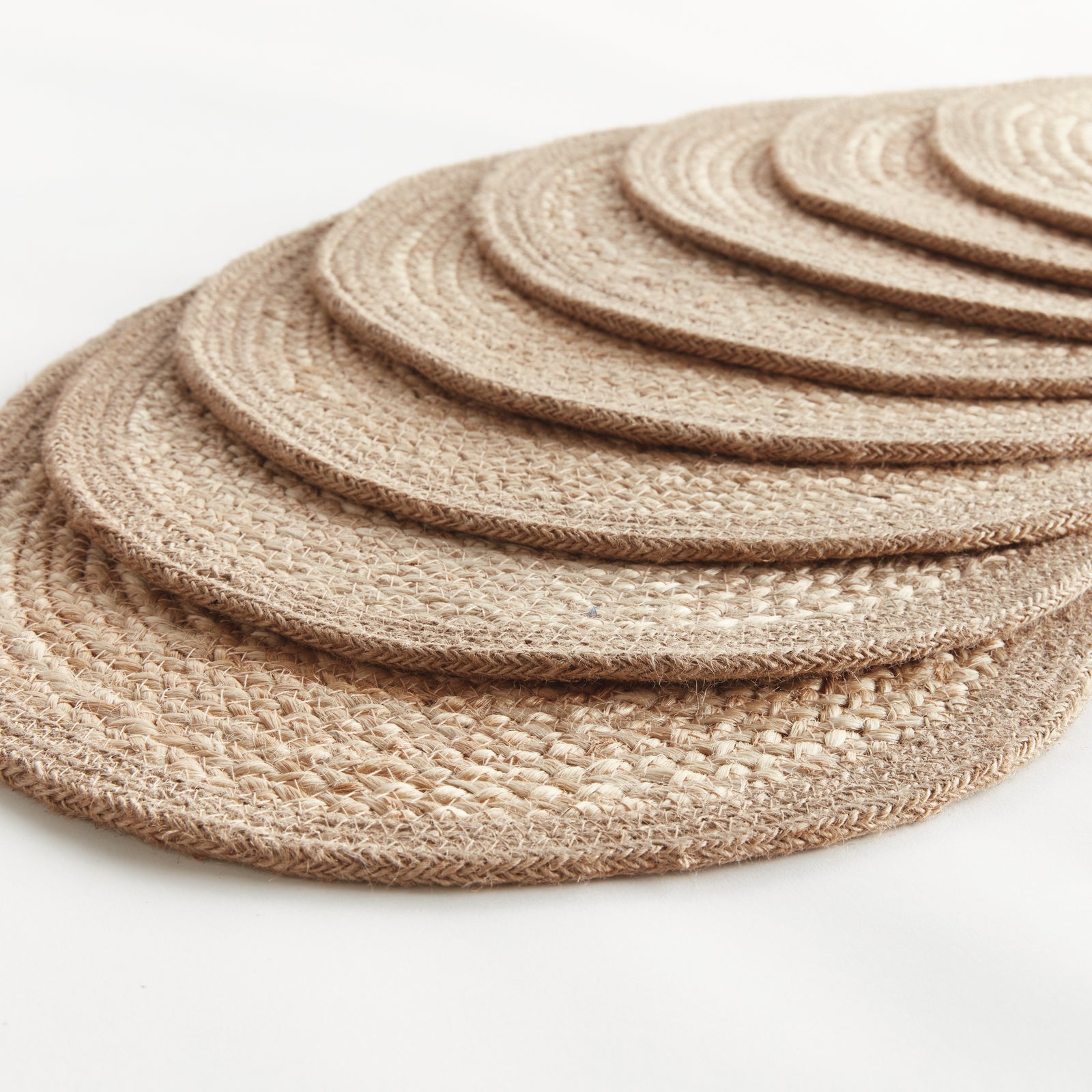 JUTE COIL OVAL PLACEMATS, SET OF 8 - Natural / Taupe