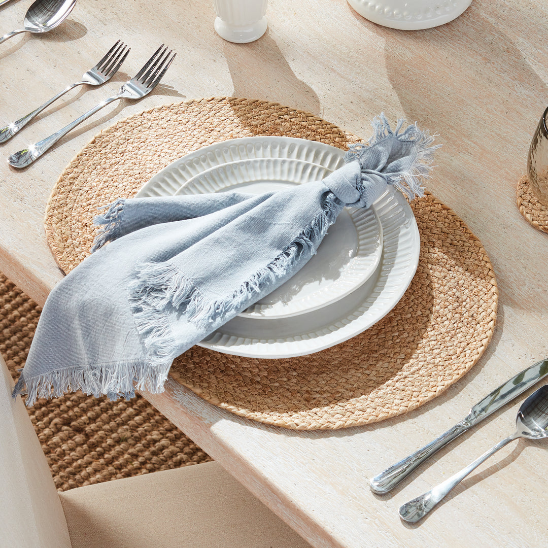 JUTE COIL OVAL PLACEMATS, SET OF 8 - Natural