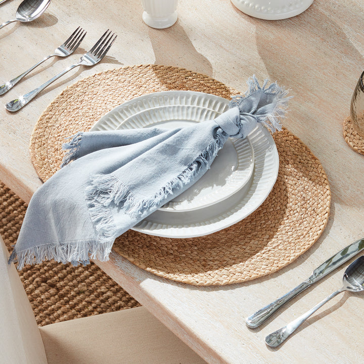 JUTE COIL OVAL PLACEMATS, SET OF 8 - Natural