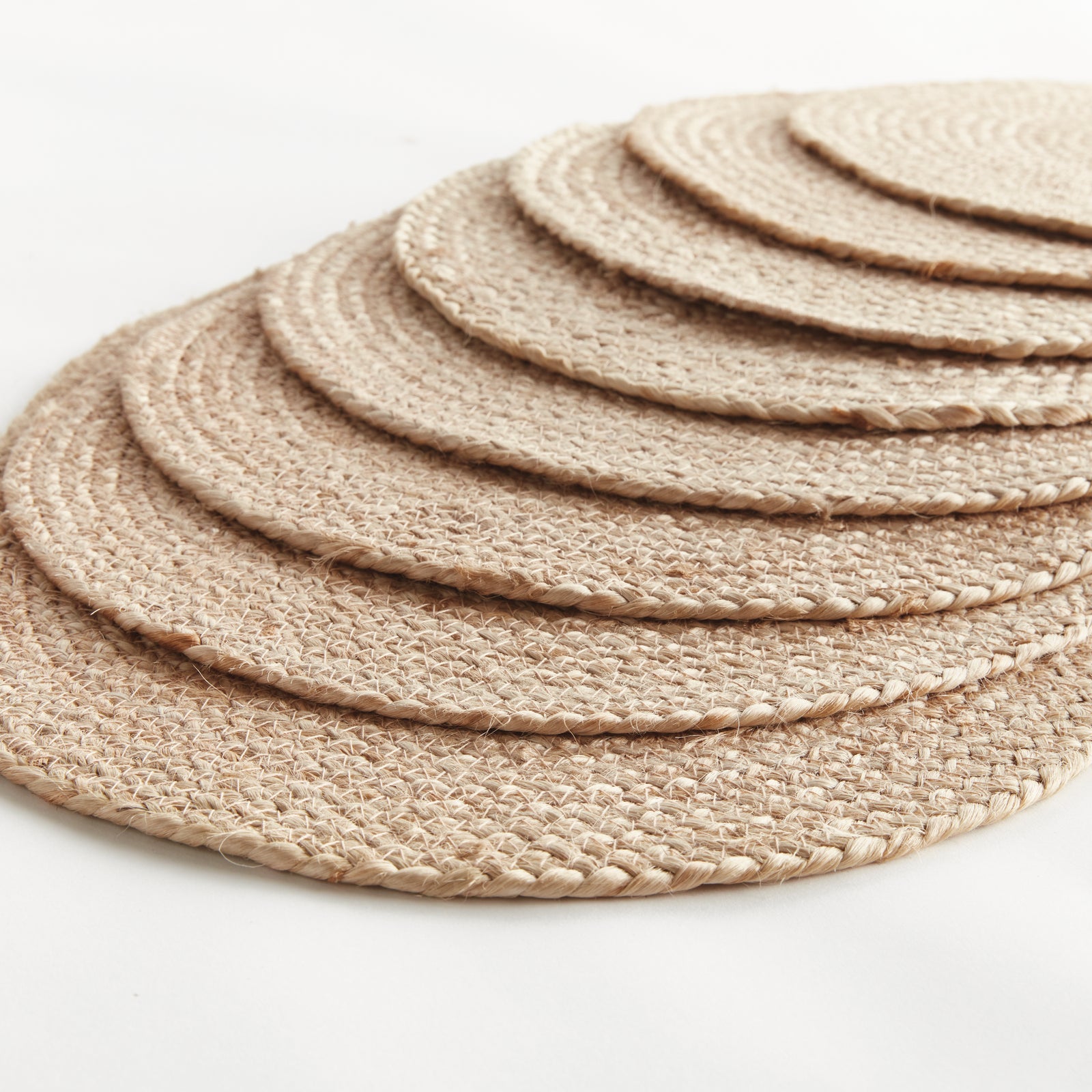 JUTE COIL OVAL PLACEMATS, SET OF 8 - Natural