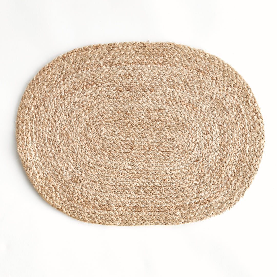 JUTE COIL OVAL PLACEMATS, SET OF 8 - Natural