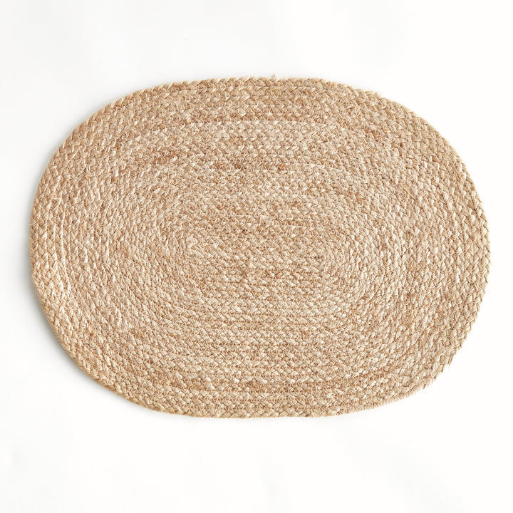 JUTE COIL OVAL PLACEMATS, SET OF 8 - Natural