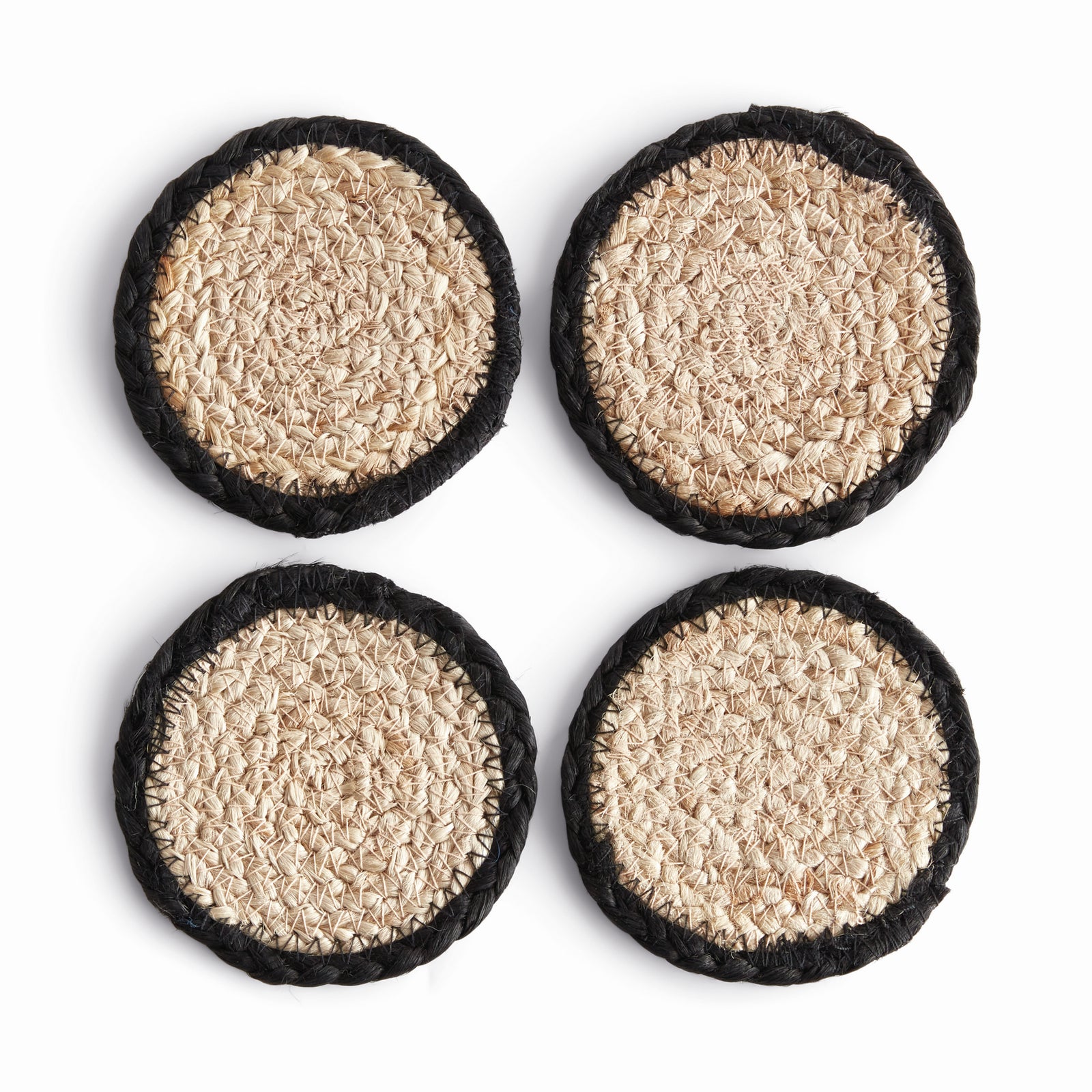 JUTE COASTERS, SET OF 4 - Natural  / Black
