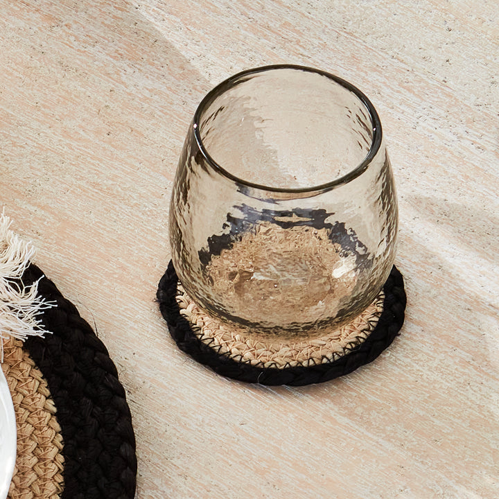 JUTE COASTERS, SET OF 4 - Natural  / Black
