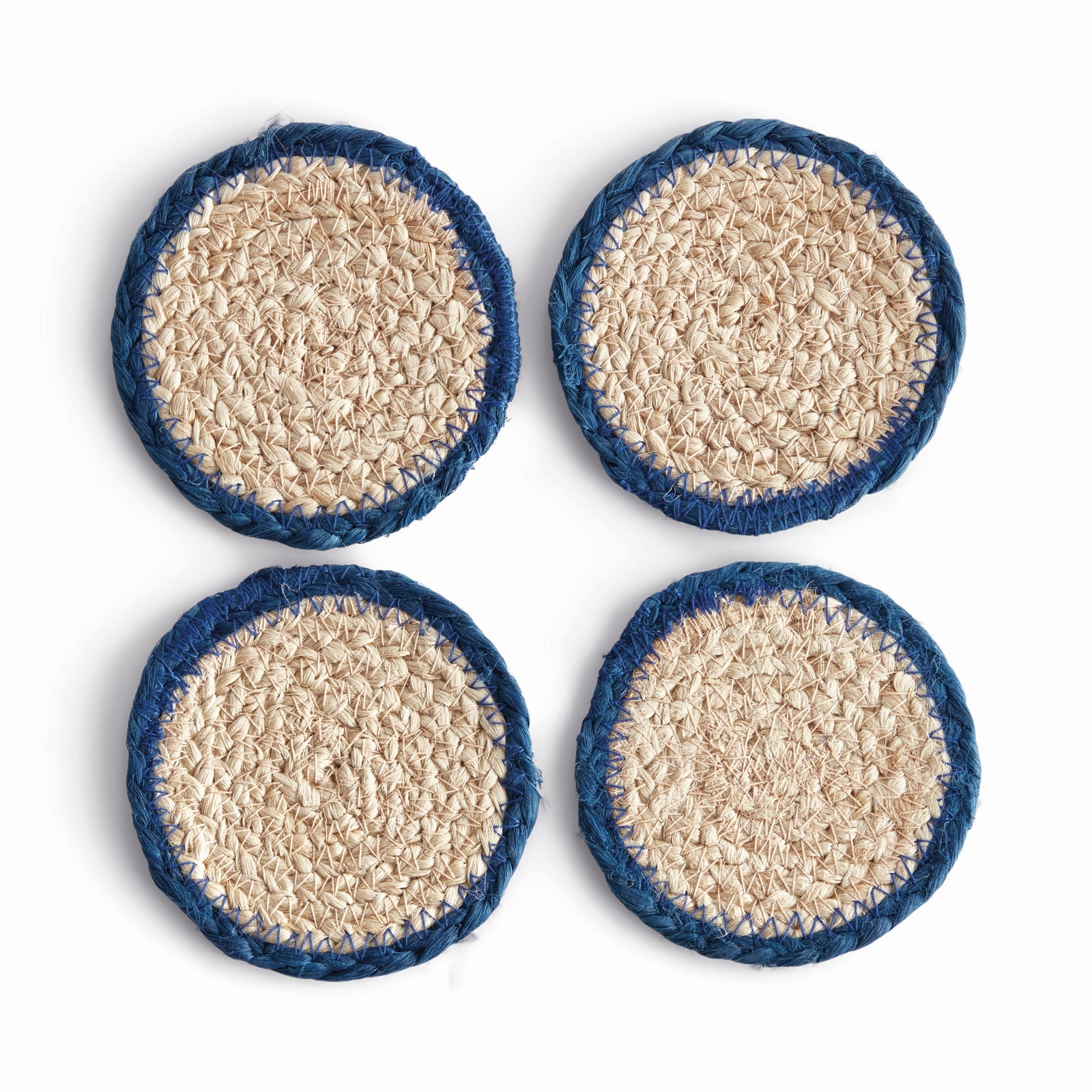 JUTE COASTERS, SET OF 4 - Natural / Navy