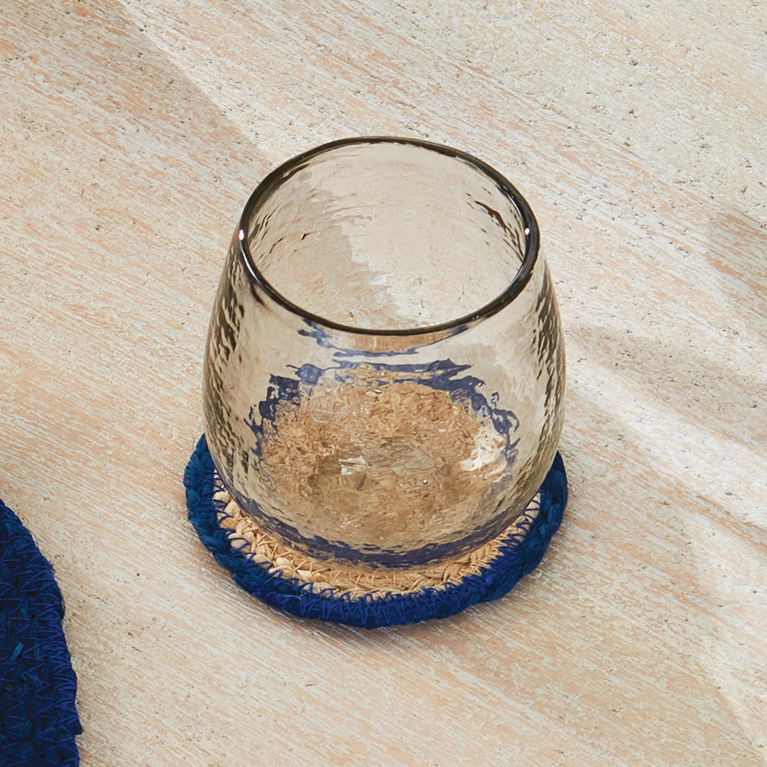 JUTE COASTERS, SET OF 4 - Natural / Navy
