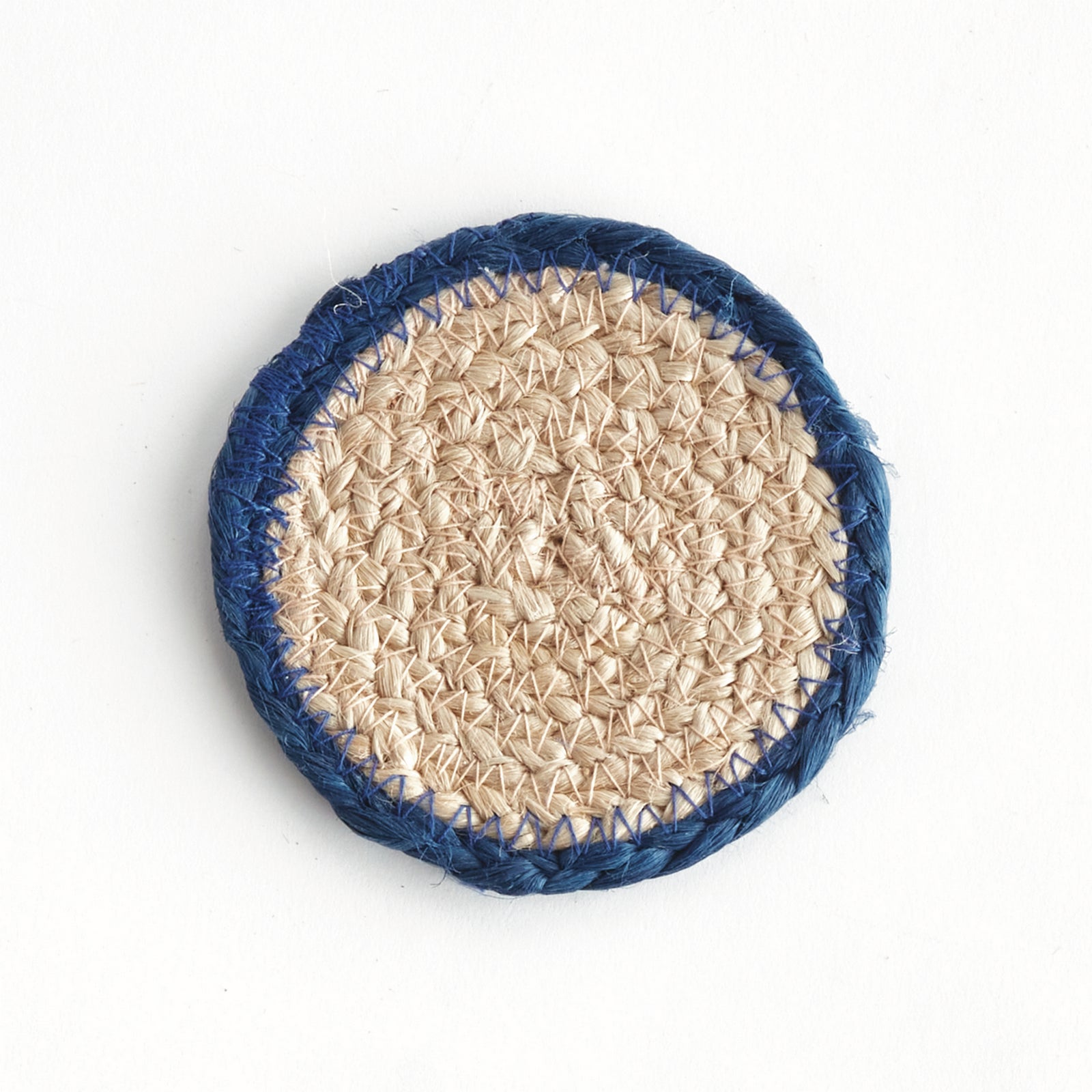 JUTE COASTERS, SET OF 4 - Natural / Navy