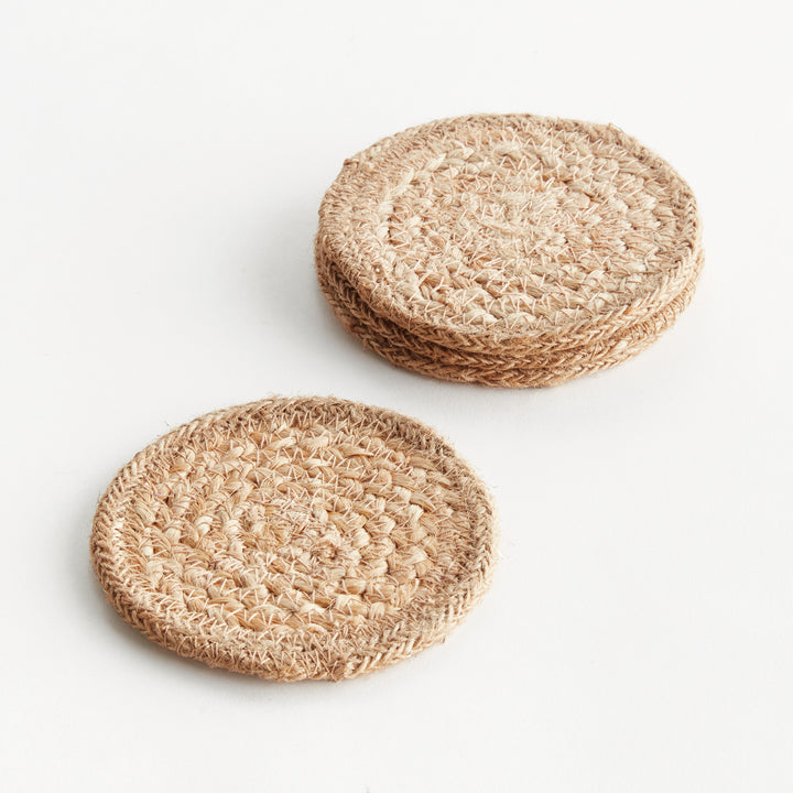 JUTE COASTERS, SET OF 4 - Natural  / Light Taupe