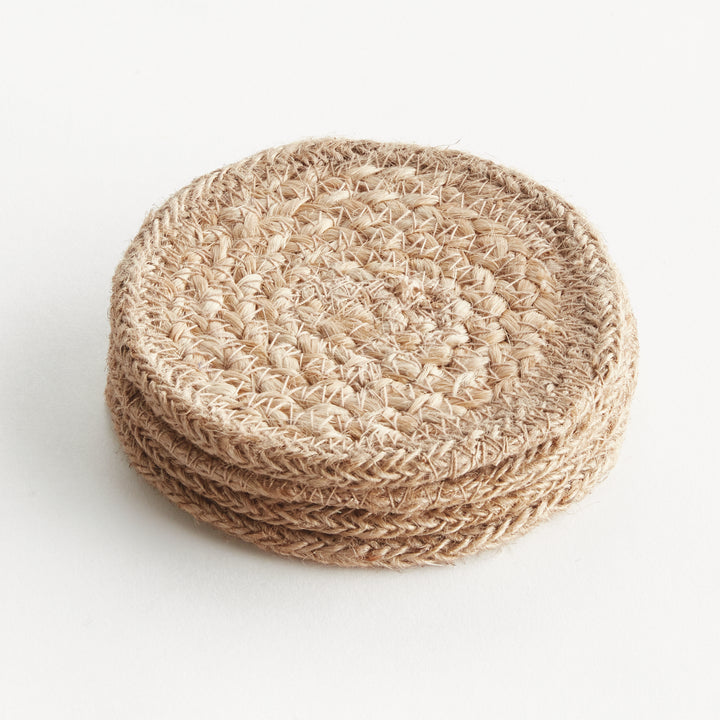 JUTE COASTERS, SET OF 4 - Natural  / Light Taupe