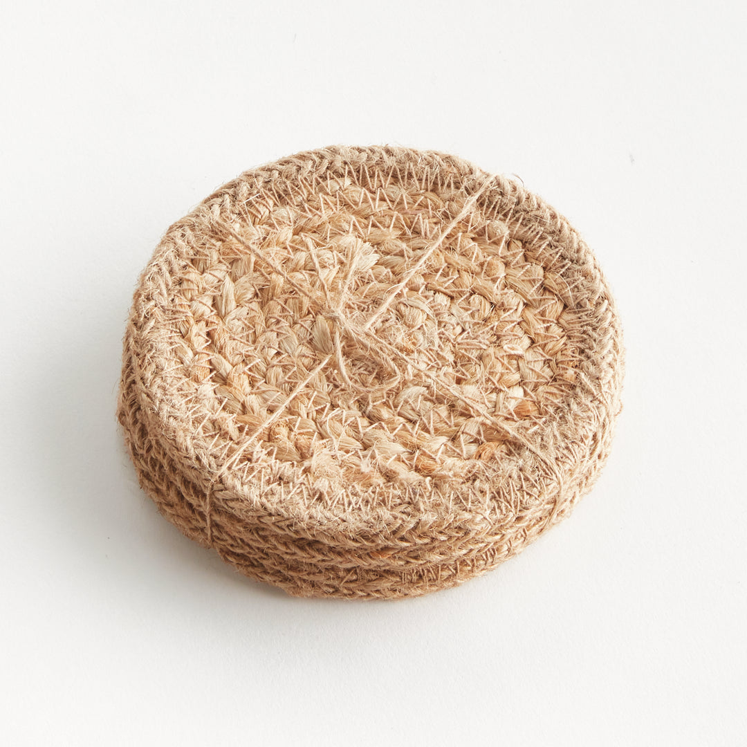 JUTE COASTERS, SET OF 4 - Natural  / Light Taupe