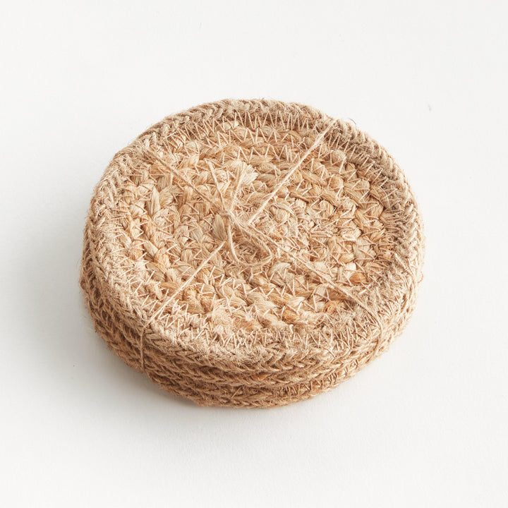 JUTE COASTERS, SET OF 4 - Natural  / Light Taupe