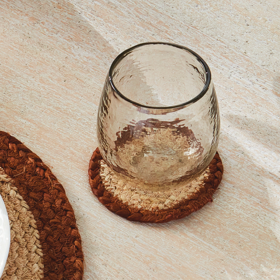 JUTE COASTERS, SET OF 4 - Natural / Rust