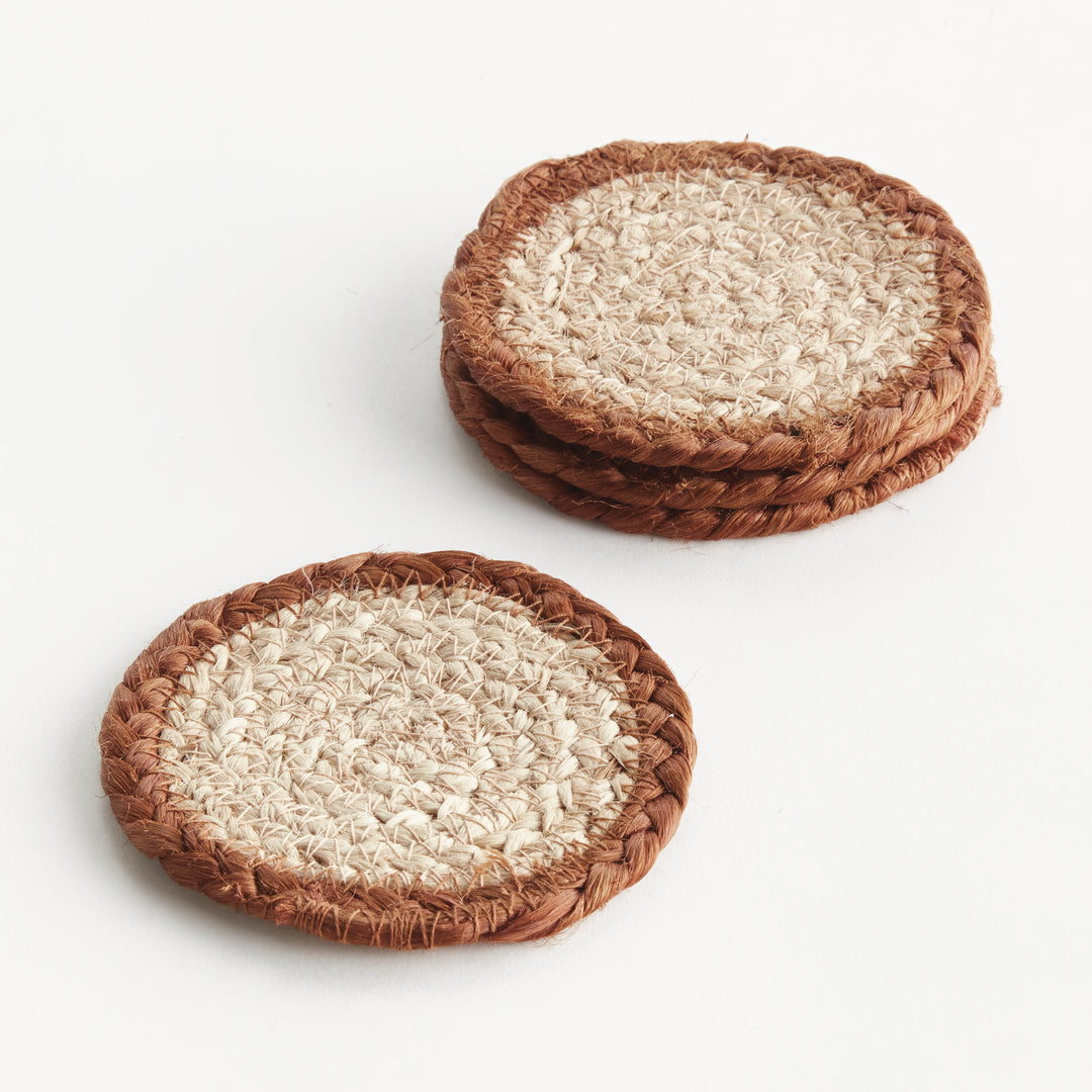 JUTE COASTERS, SET OF 4 - Natural / Rust