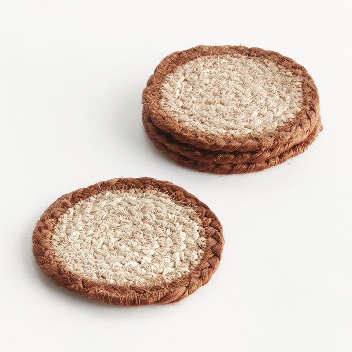 JUTE COASTERS, SET OF 4 - Natural / Rust