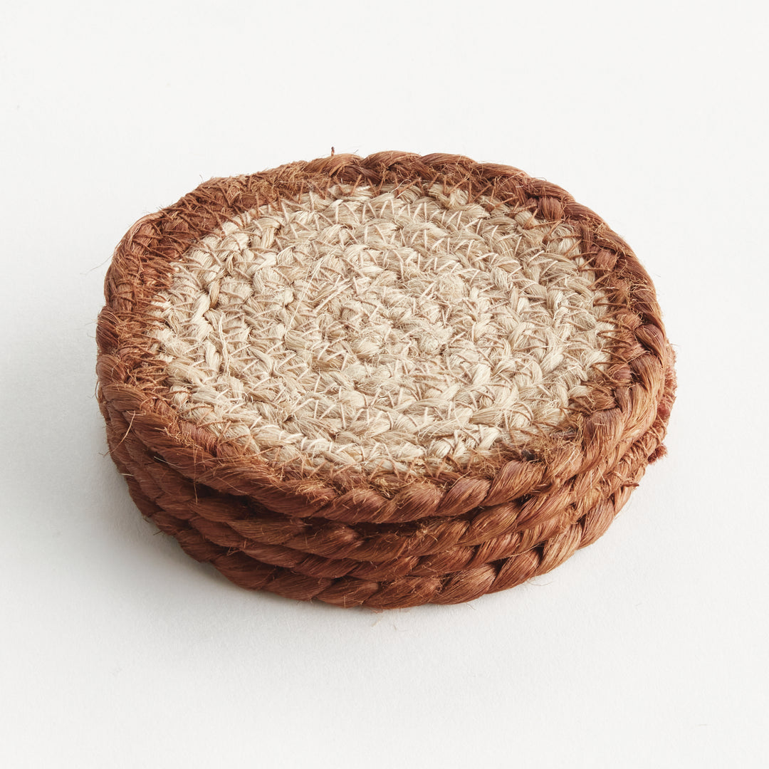 JUTE COASTERS, SET OF 4 - Natural / Rust