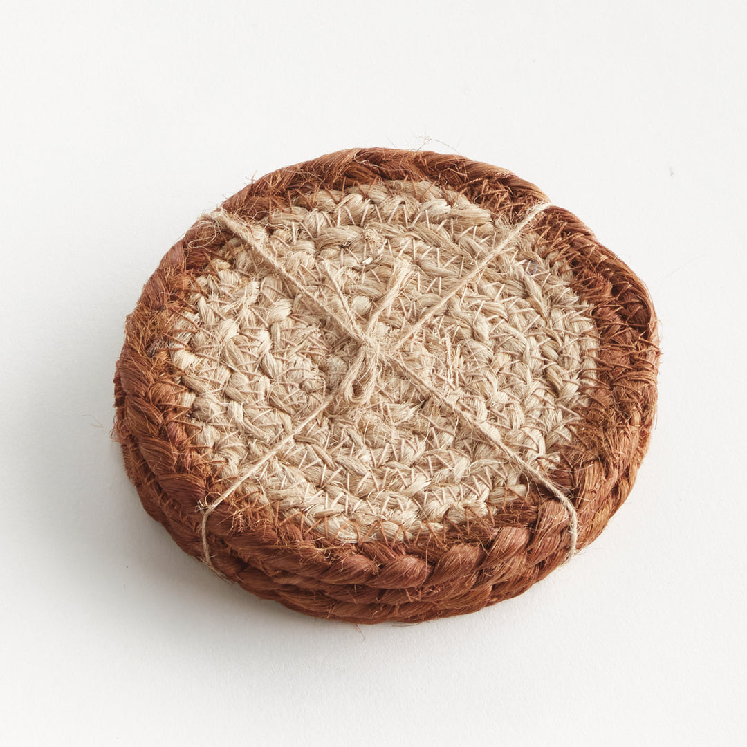 JUTE COASTERS, SET OF 4 - Natural / Rust