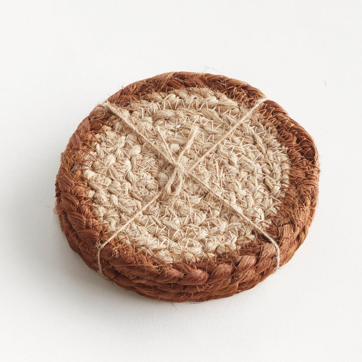 JUTE COASTERS, SET OF 4 - Natural / Rust