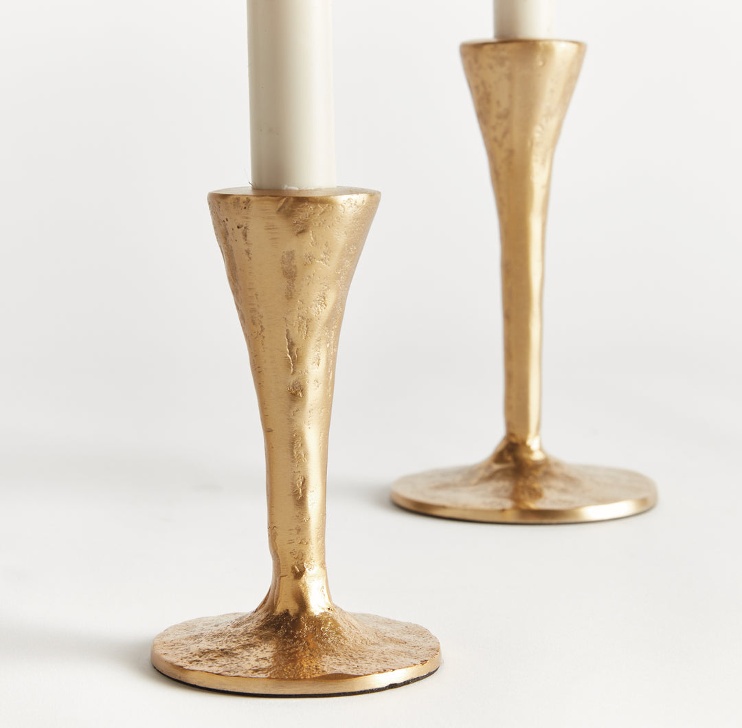 NOAH TAPER HOLDERS, SET OF 2 - Gold