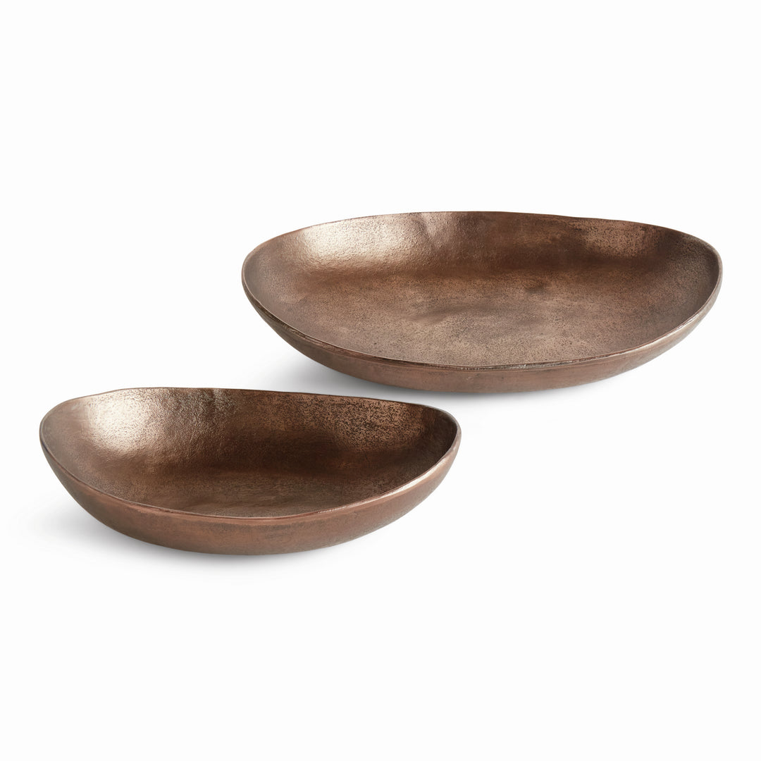JANAE OVAL DECORATIVE BOWLS, SET OF 2 - Brown