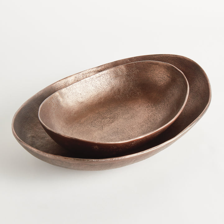 JANAE OVAL DECORATIVE BOWLS, SET OF 2 - Brown