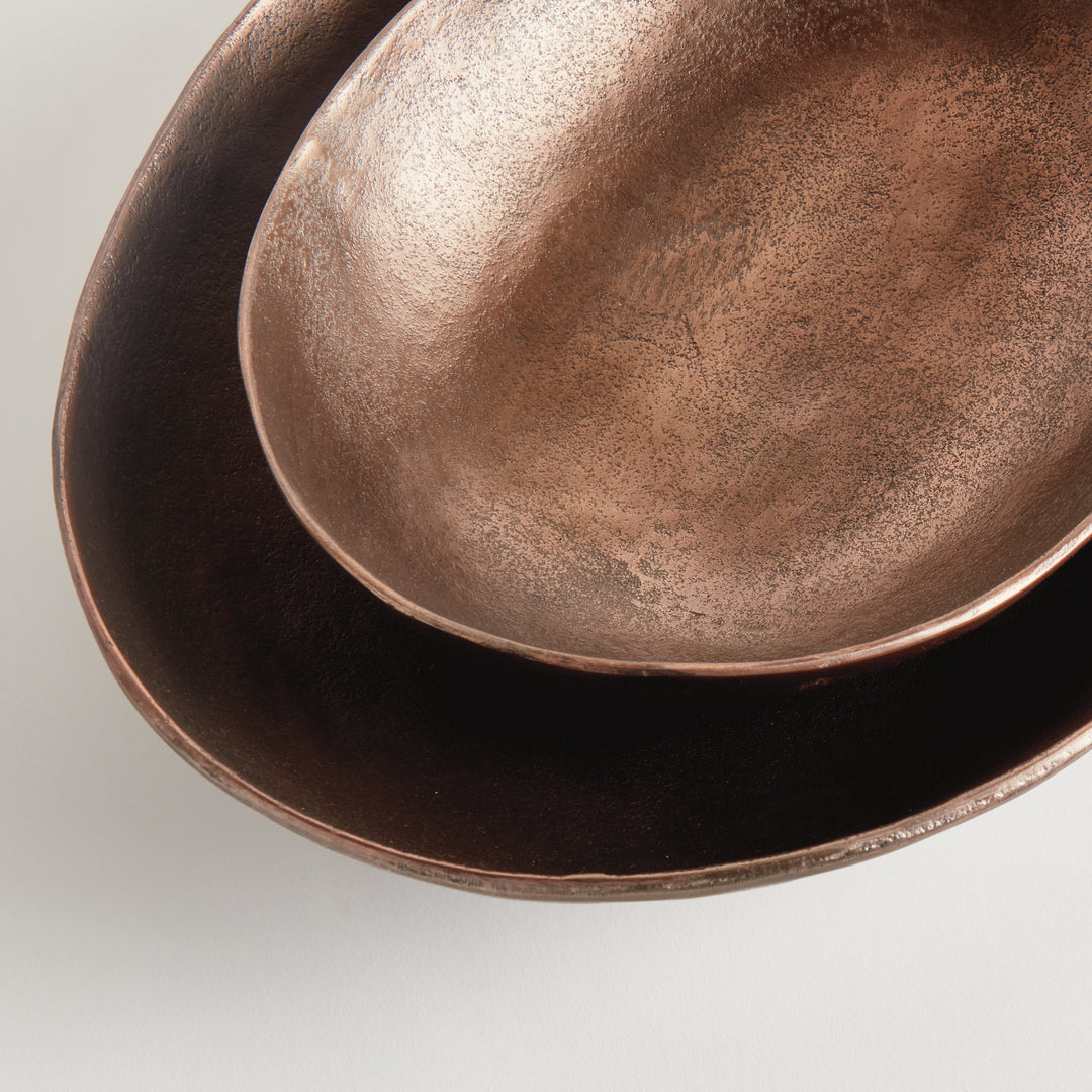 JANAE OVAL DECORATIVE BOWLS, SET OF 2 - Brown