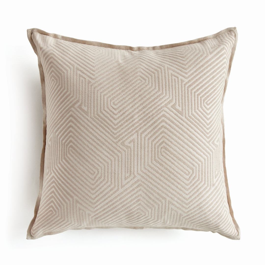 GEO SQUARE INDOOR-OUTDOOR PILLOW 24" - Khaki/Cream
