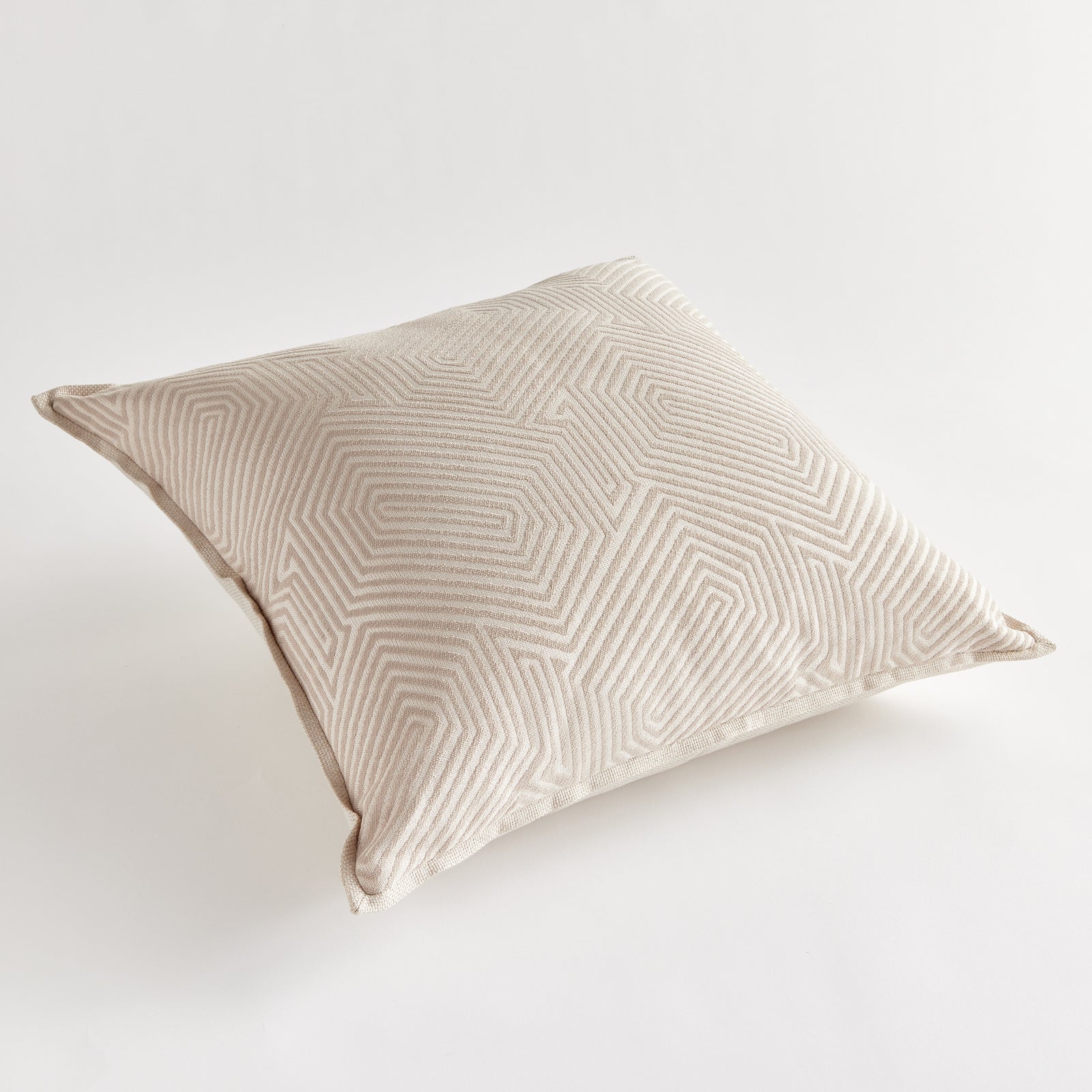 GEO SQUARE INDOOR-OUTDOOR PILLOW 24" - Khaki/Cream