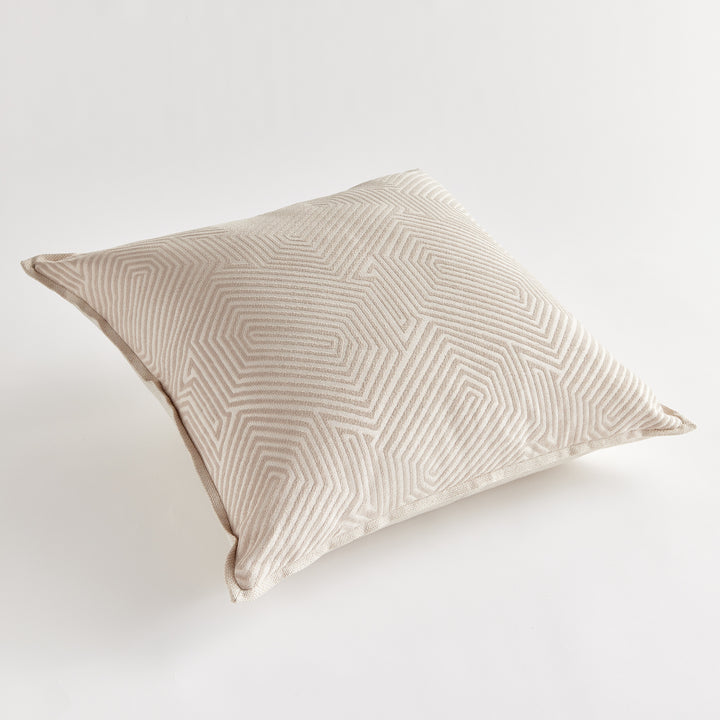 GEO SQUARE INDOOR-OUTDOOR PILLOW 24" - Khaki/Cream