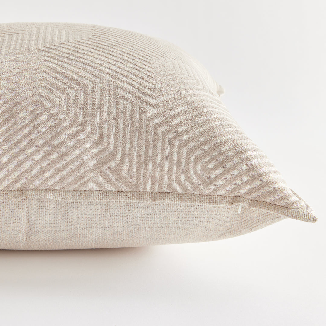 GEO SQUARE INDOOR-OUTDOOR PILLOW 24" - Khaki/Cream