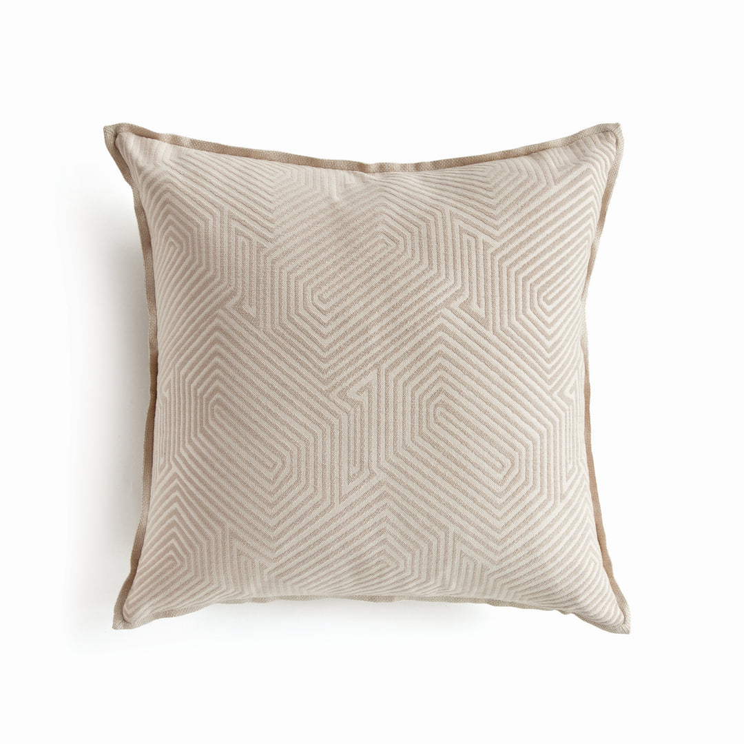 GEO SQUARE INDOOR-OUTDOOR PILLOW 20" - Khaki/Cream
