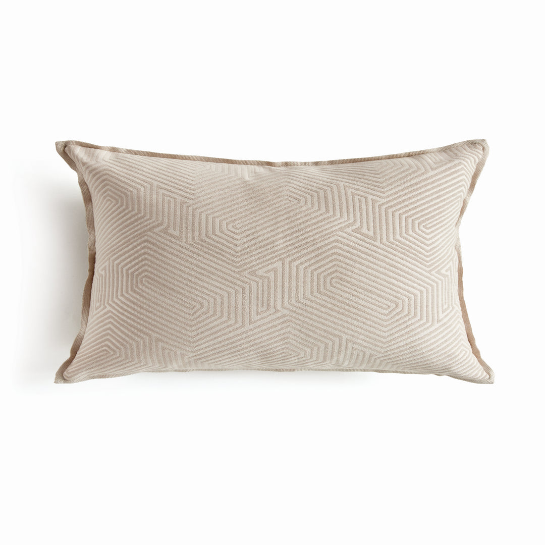 GEO LUMBAR INDOOR-OUTDOOR PILLOW - Khaki/Cream
