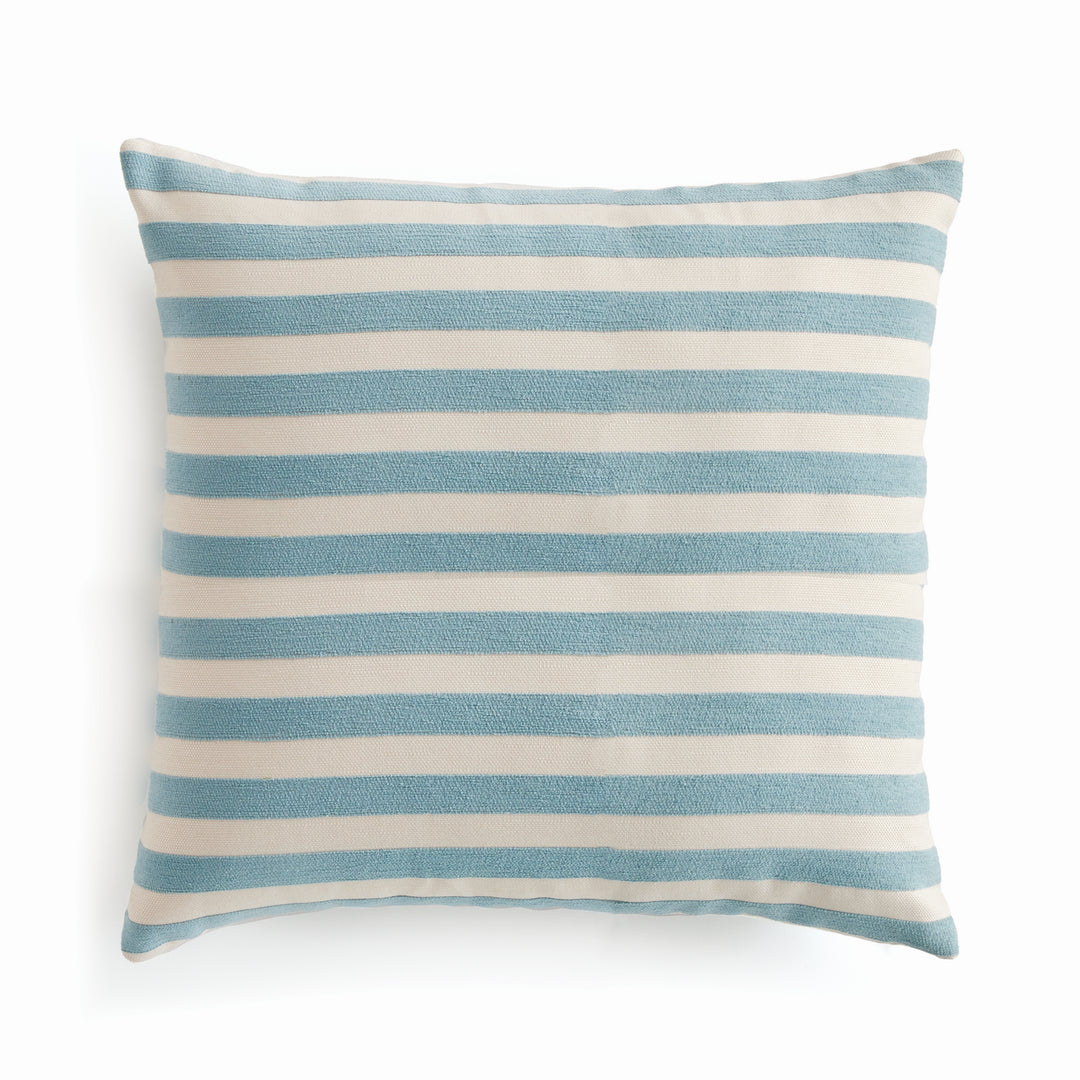 GRANT SQUARE INDOOR-OUTDOOR PILLOW 24" - Blue/Ecru