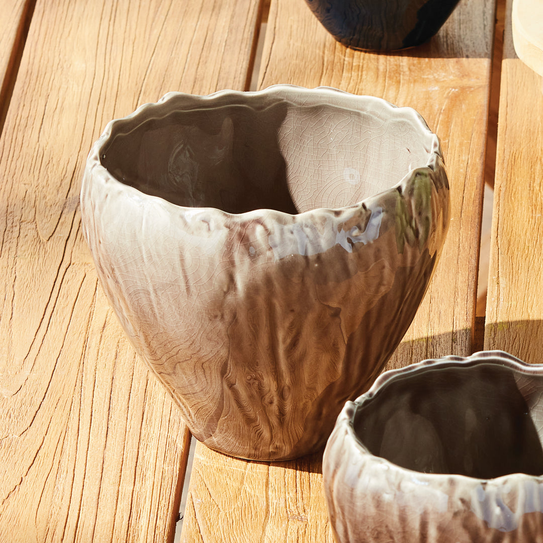 EVELYN POT LARGE - Brown